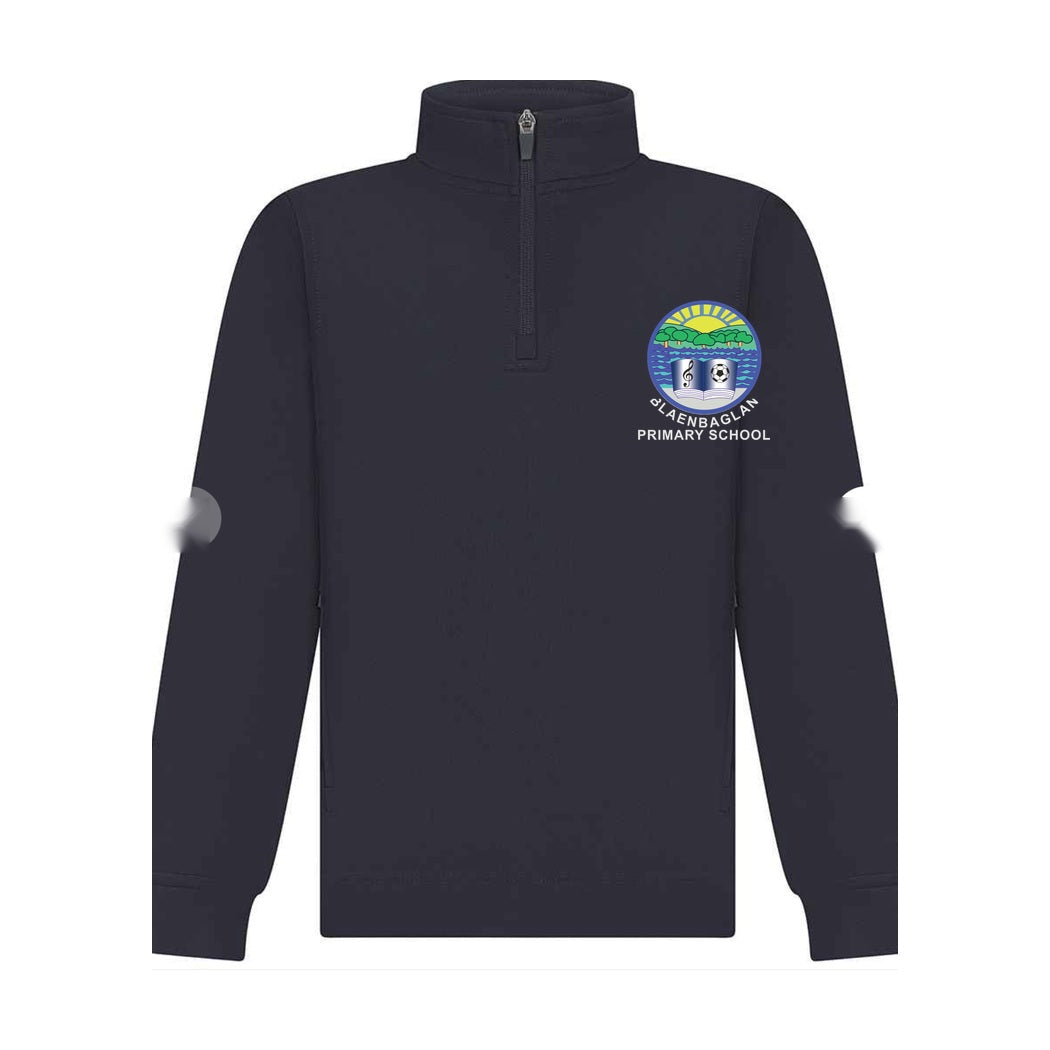 Navy PE quarter-zip top with the Blaenbaglan crest