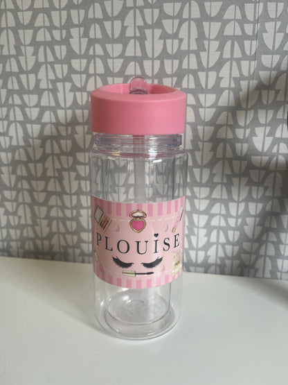 P.Louise Glam Water Bottle – Pink Lid & Clear Body
