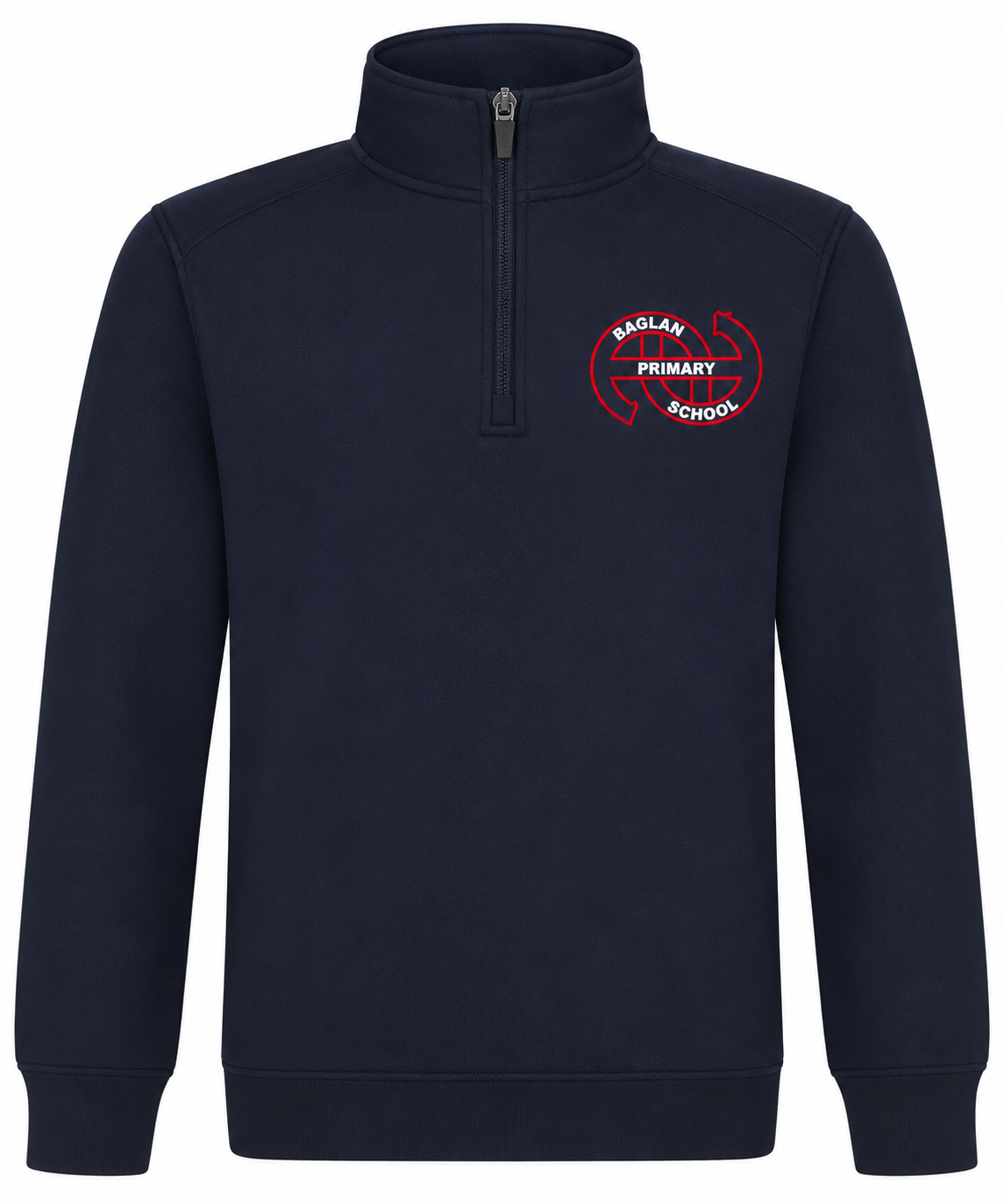 Baglan Primary School navy quarter-zip PE tracksuit top with school crest mockup
