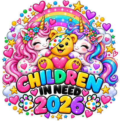 Full colourful unicorn and bear design, Children in Need 2026