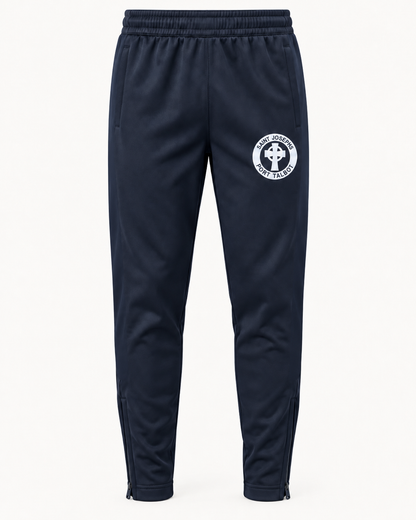 St Josephs Juniors plain navy PE tracksuit bottoms with white school crest, mock-up